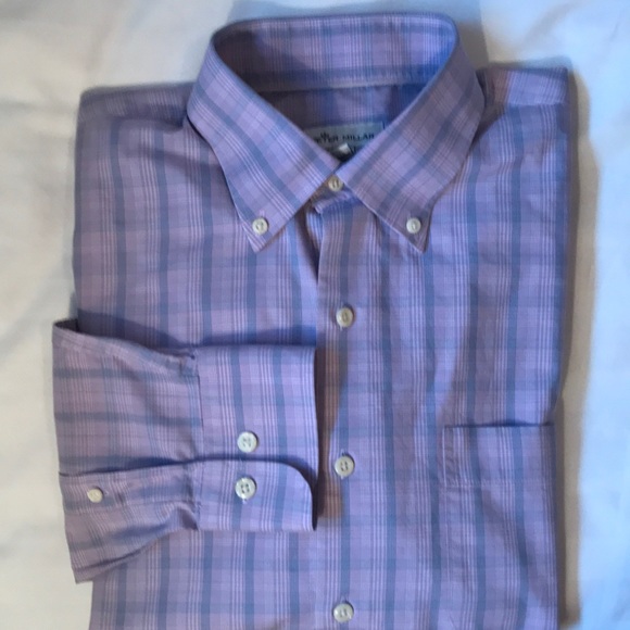 COPY - Peter Millar lavender check cotton/silk/spandex long sleeve button down … - Picture 1 of 5